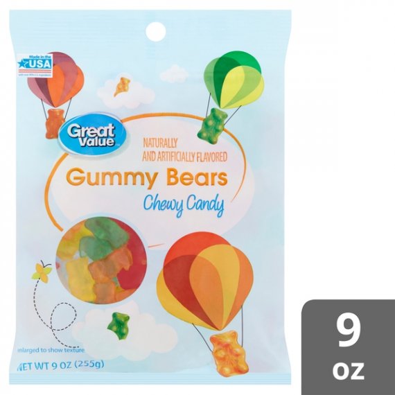 Great Value Gummy Bears Chewy Candy, 9 oz, 10 image