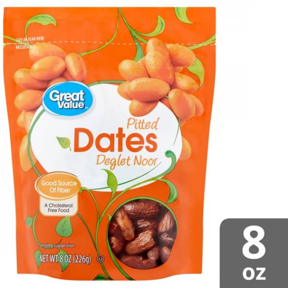 Great Value Pitted Dates Deglet Noor, 8 Oz., 8 image