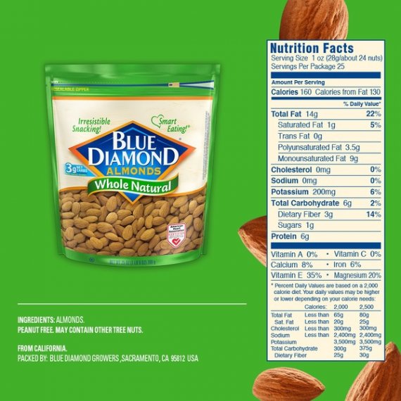 Blue Diamond Whole, Raw, Natural Almonds, 25 Oz, 4 image