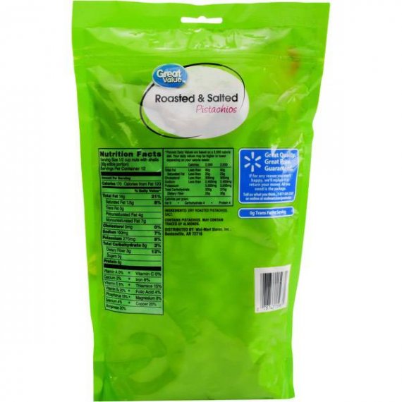 Great Value Roasted & Salted Pistachios, 24 Oz, 2 image