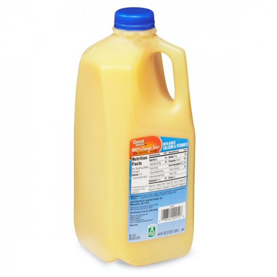 Great Value 100% Orange Juice with added Calcium & Vitamin D, 64 Fl. Oz., 2 image