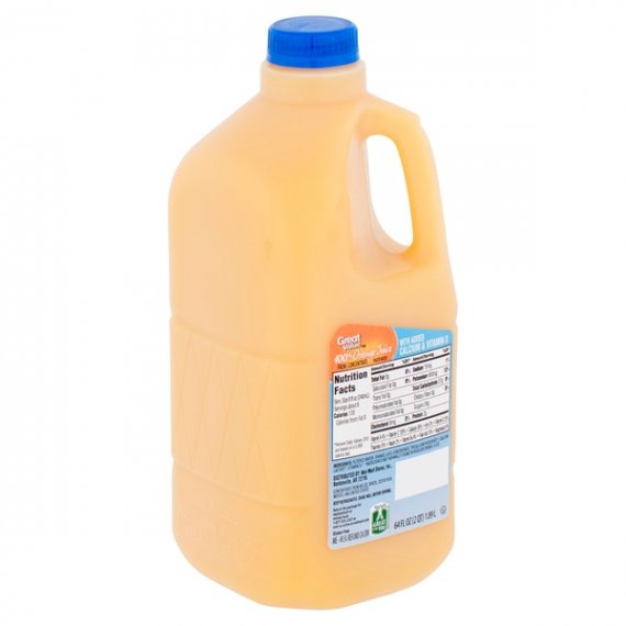 Great Value 100% Orange Juice with added Calcium & Vitamin D, 64 Fl. Oz.