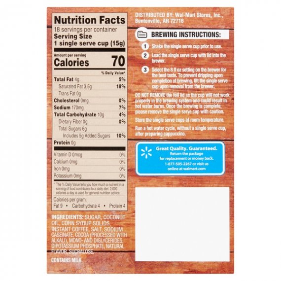 Great Value French Vanilla Cappuccino Mix Coffee Pods, Medium Roast, 18 Count, 5 image