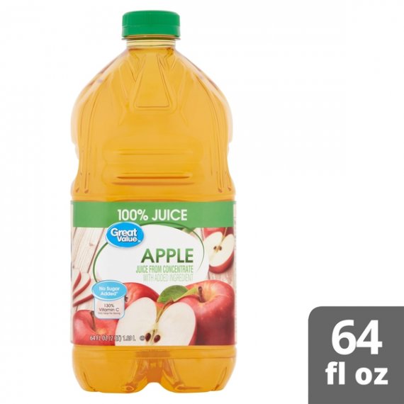 Great Value No Added Sweeteners 100% Apple Juice, 64 Fl. Oz., 10 image