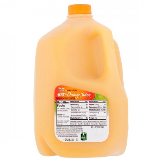 Great Value Original 100% Orange Juice, 1 gal, 3 image