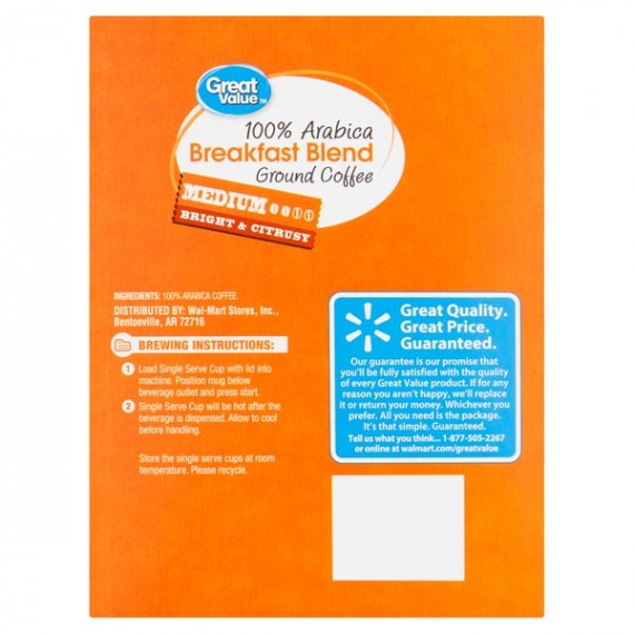 Great Value 100% Arabica Breakfast Blend Coffee Pods, Medium Roast, 48 count, 7 image