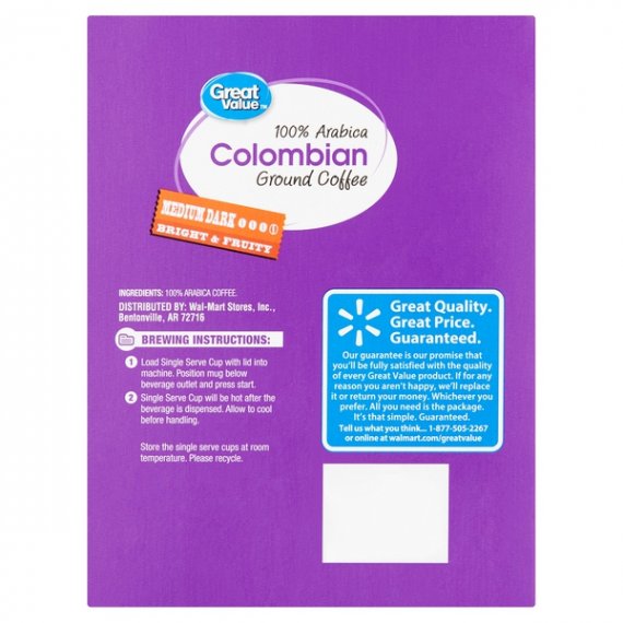 Great Value 100% Arabica Colombian Ground Coffee, 15.9 oz, 48 Count, 7 image