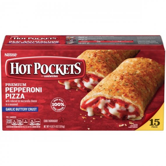 HOT POCKETS Pepperoni Pizza Frozen Sandwiches 15 ct. Box | Frozen Food With Mozzarella Cheese