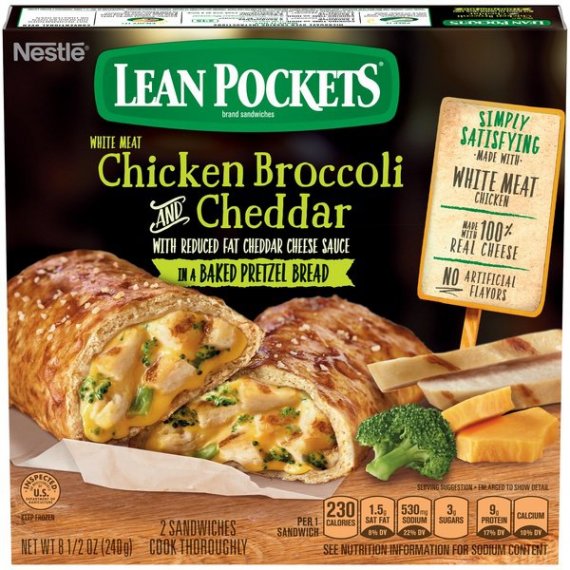 LEAN POCKETS Chicken Broccoli and Cheddar Frozen Sandwiches 2 ct Box