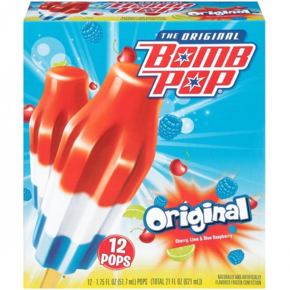 Bomb Pop (The Original) Ice Pops Flavors of Cherry, Lime and Blue Raspberry, 12pk