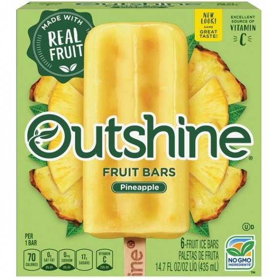 OUTSHINE Pineapple Frozen Fruit Bars, 6 Ct. Box | Gluten Free | Non GMO, 2 image