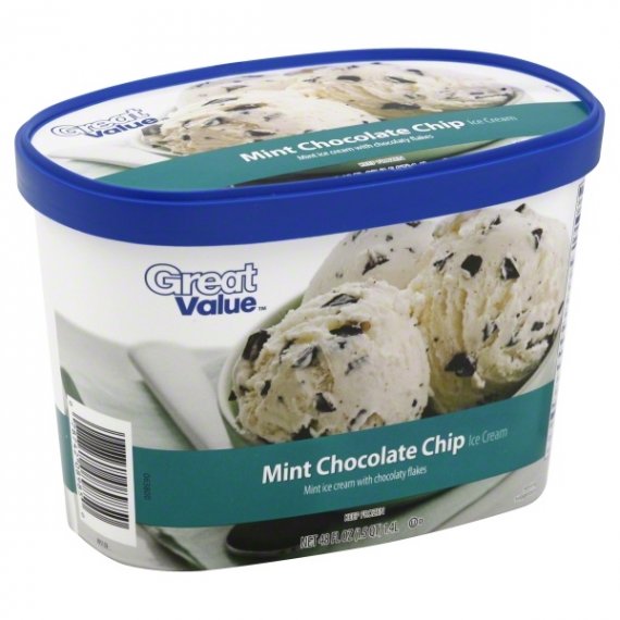 Great Value Mint Chocolate Chip Ice Cream, 48 oz