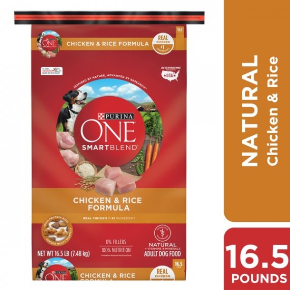 Purina ONE Natural Dry Dog Food, SmartBlend Chicken & Rice Formula - 16.5 lb. Bag