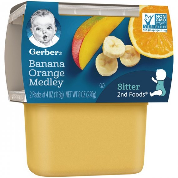 Gerber 2nd Foods Banana Orange Medley Baby Food, 4 oz. Tubs, 2 Count, 6 image