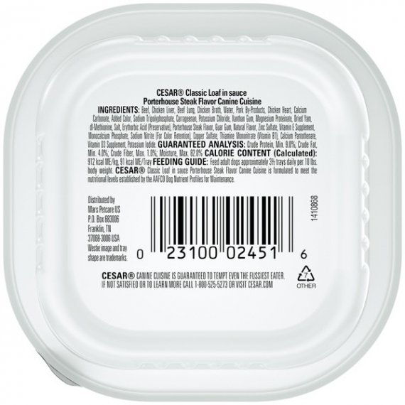 CESAR Wet Dog Food Classic Loaf in Sauce Porterhouse Steak Flavor, 3.5 oz. Tray, 2 image