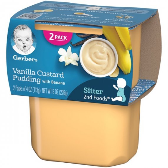 Gerber 2nd Foods Vanilla Custard Pudding with Banana Baby Food, 4 oz. Tubs, 2 Count, 6 image