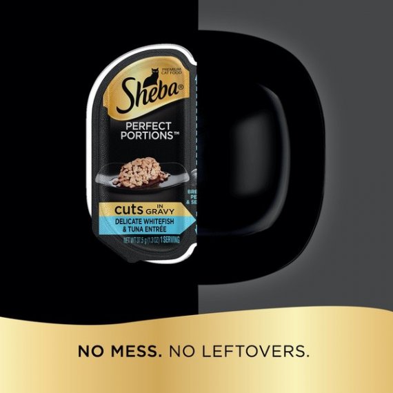 Sheba Perfect Portions Wet Cat Food Cuts in Gravy Delicate Whitefish & Tuna Entree, 2.6 oz. Twin-Pack Trays, 7 image