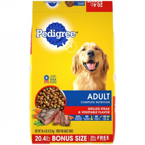 PEDIGREE Complete Nutrition Adult Dry Dog Food Grilled Steak & Vegetable Flavor, 20.4 lb. Bag