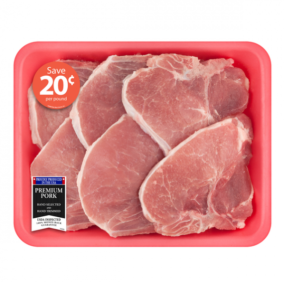 Pork Center Cut Loin Chops Bone-In Family Pack, 3.0 - 3.5 lb