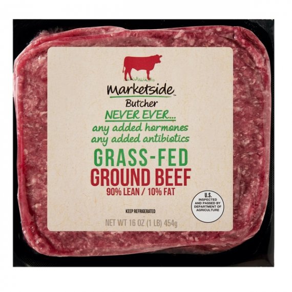 Marketside Butcher Grass-Fed 90% Lean/10% Fat Ground Beef, 1 lb