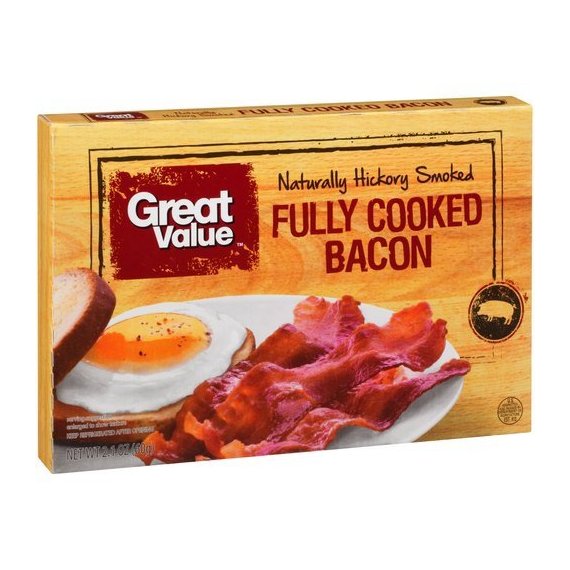 Great Value Fully Cooked Naturally Hickory Smoked Bacon, 2.1 Oz.