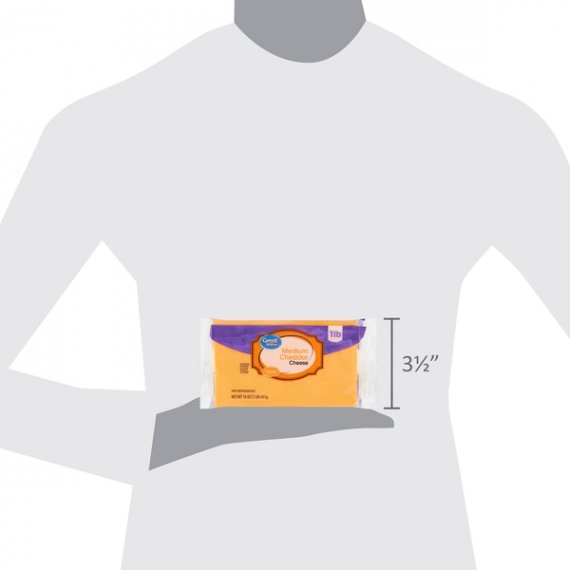 Great Value Medium Cheddar Cheese, 16 oz, 7 image
