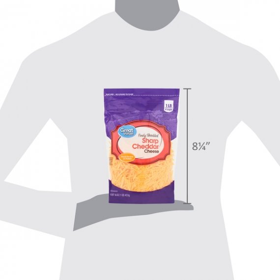 Great Value Finely Shredded Sharp Cheddar Cheese, 16 oz, 7 image
