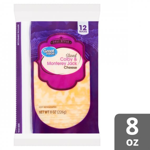 Great Value Deli Style Sliced Colby & Monterey Jack Cheese, 12 count, 8 oz, 10 image