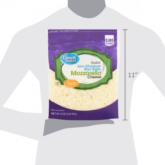Great Value Shredded Low-Moisture Part-Skim Mozzarella Cheese, 32 oz, 7 image