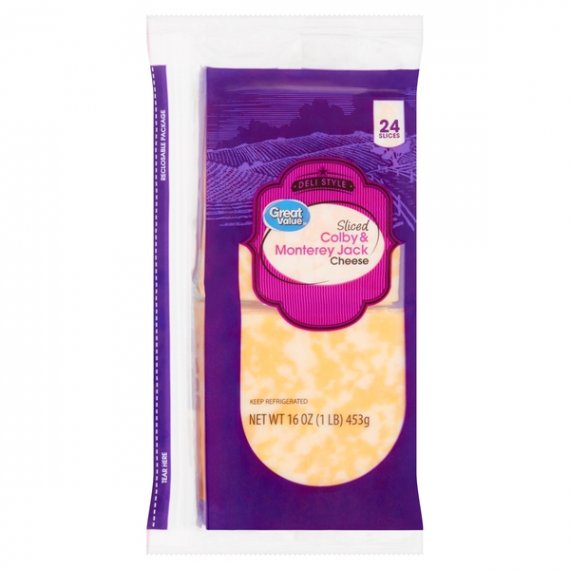 Great Value Deli Style Sliced Colby & Monterey Jack Cheese, 24 count, 16 oz, 3 image