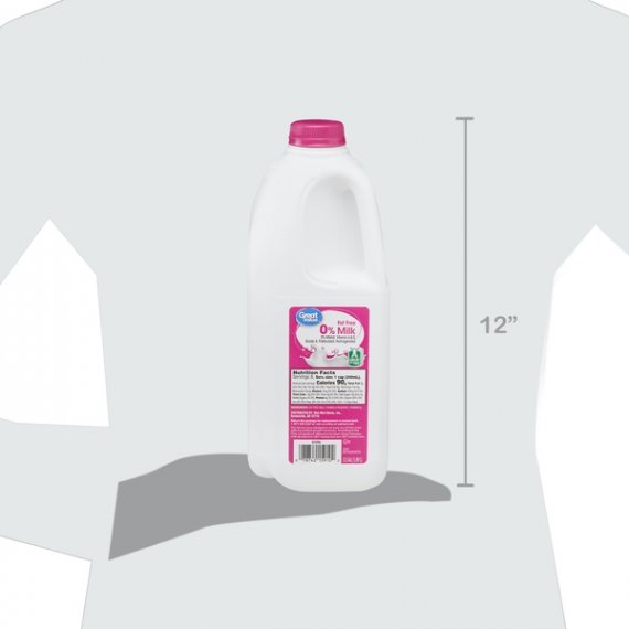 Great Value Fat Free 0% Milk, 0.5 gal, 7 image