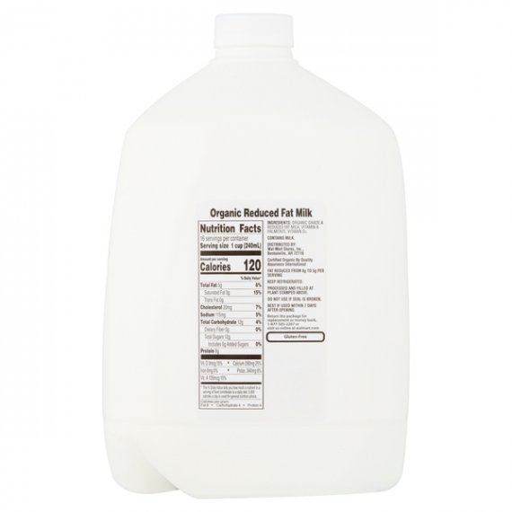 Great Value Organic Reduced Fat Milk, 1 gal, 9 image