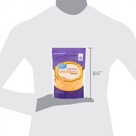 Great Value Finely Shredded Mild Cheddar Cheese, 8 oz, 7 image