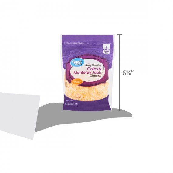 Great Value Finely Shredded Colby & Monterey Jack Cheese, 8 oz, 7 image