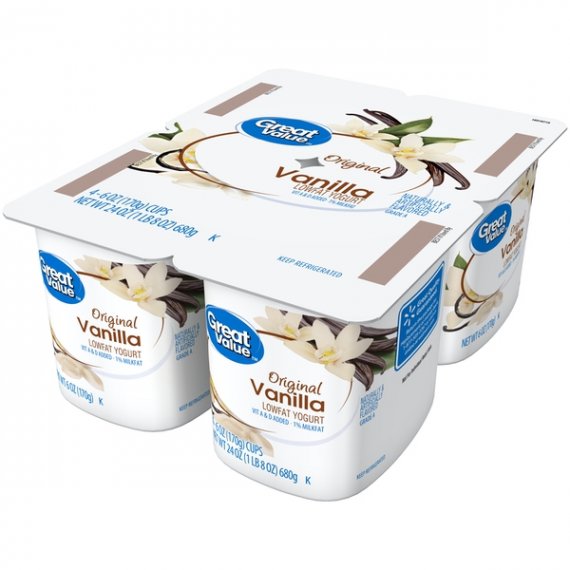 Great Value Original Vanilla Lowfat Yogurt, 6 oz, 4 ct, 2 image