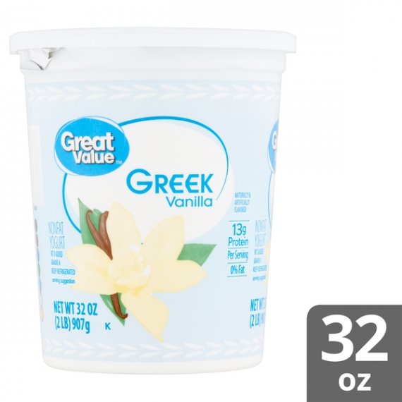 Great Value Greek Vanilla Nonfat Yogurt, 32 oz, 10 image