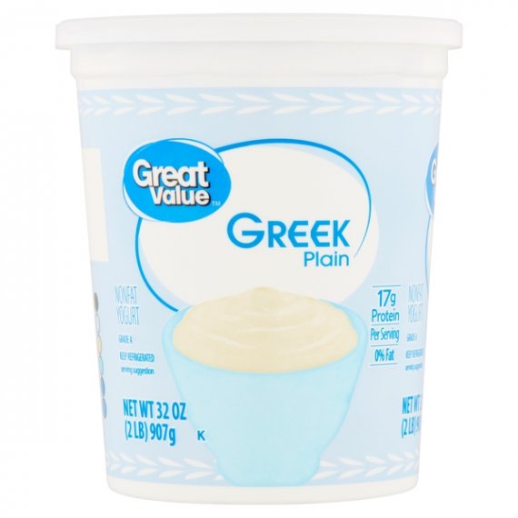 Great Value Greek Plain Nonfat Yogurt, 32 oz, 8 image