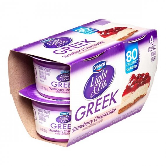 Dannon Light & Fit Greek Blended Nonfat Yogurt Strawberry Cheesecake 5.3oz 4 pack, 2 image