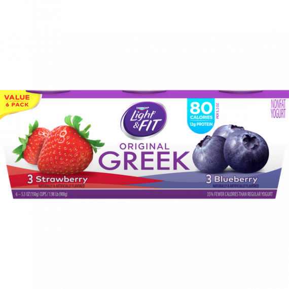 Light & Fit Nonfat Greek Strawberry & Blueberry Yogurt, 5.3 Oz., 6 ct