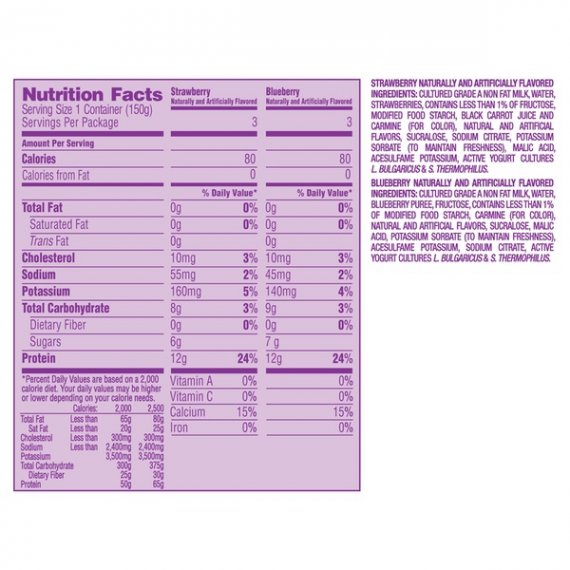 Light & Fit Nonfat Greek Strawberry & Blueberry Yogurt, 5.3 Oz., 6 ct, 4 image