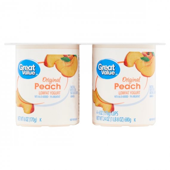 Great Value Original Peach Lowfat Yogurt, 6 oz, 4 count, 3 image