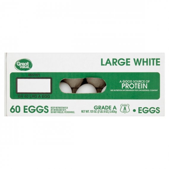 Great Value Large White Eggs, 60 count, 120 oz, 3 image