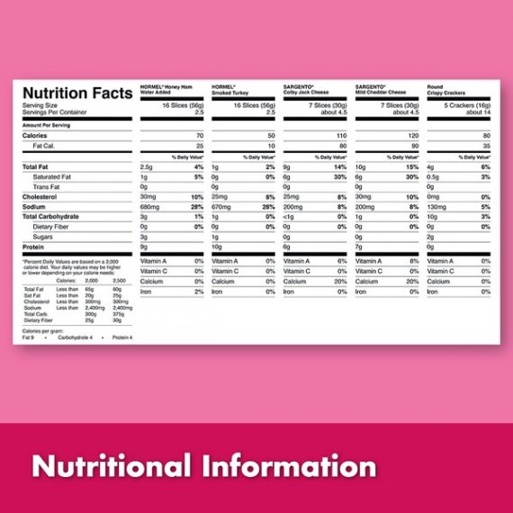 Hormel Gatherings Honey Ham and Turkey Party Tray; 28 oz.; Sargento Cheese, Honey Ham, Smoked Turkey, 6 image