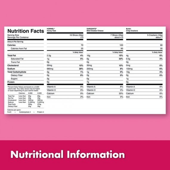 Hormel Gatherings Ham and Cheese Snack Tray; 14 oz.; Honey Ham, Sargento Cheddar Cheese, Crackers, 9 image