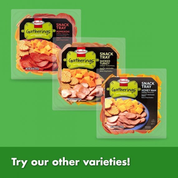 Hormel Gatherings Ham and Cheese Snack Tray; 14 oz.; Honey Ham, Sargento Cheddar Cheese, Crackers, 11 image