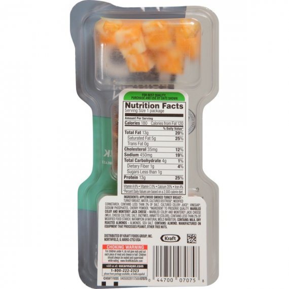 Oscar Mayer P3 Turkey, Colby Jack & Almonds Portable Protein Pack, 2 oz Pack, 4 image