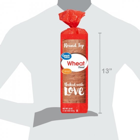 Great Value Wheat Bread, Round Top, 20 oz, 6 image