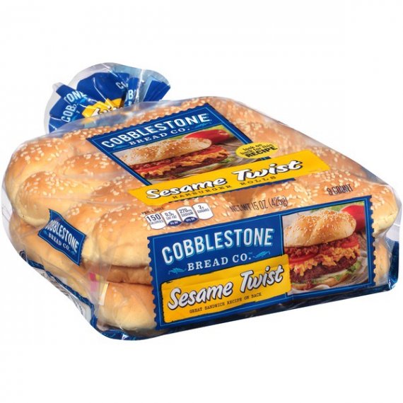 Cobblestone Bread Co.™ Sesame Twist Hamburger Rolls 15 oz. Bag, 5 image