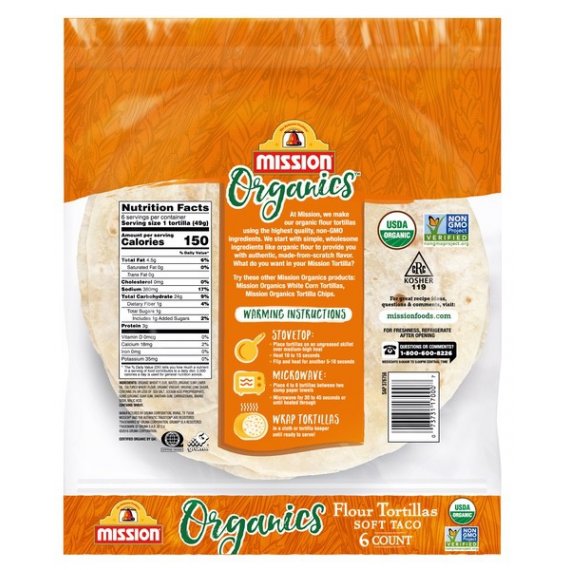 Mission Organics Flour Tortillas, 6 Count, 2 image