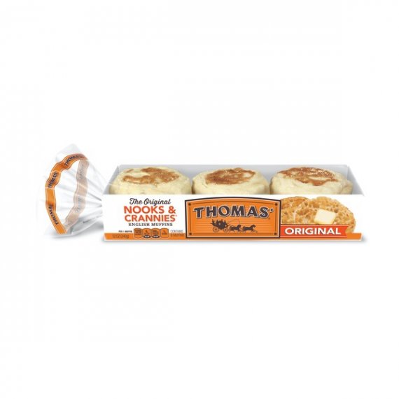Thomas' Original Nooks & Crannies English Muffins, Plain, 6 count, 12 oz